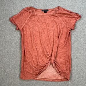 Sanctuary Knotted Tee Shirt Women's Small Orange Short Sleeve Crew Neck